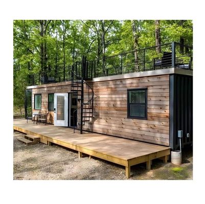 Main Structure Galvanized Steel Square Tubes Wooden Container Family House European Union Australia 40ft 2 Bedroom 1 Hall
