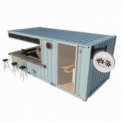 20ft Container Prefabricated Shops Stores Houses with Modern Design Style and 50/75/100mm Wave Sandwich Panel Wall