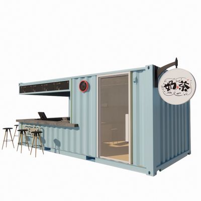 20ft Container Prefabricated Shops Stores Houses with Modern Design Style and 50/75/100mm Wave Sandwich Panel Wall