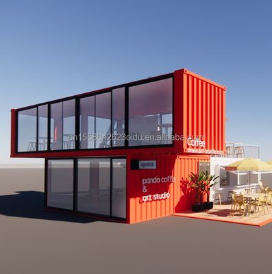 20ft Deluxe Container Store Large Floor Glass Tiny House Custom Cabin Villas with 50/75/100mm Wave Sandwich Panel Walls