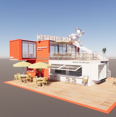 20ft Deluxe Container Store Large Floor Glass Tiny House Custom Cabin Villas with 50/75/100mm Wave Sandwich Panel Walls