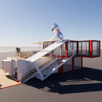 20ft Deluxe Container Store Large Floor Glass Tiny House Custom Cabin Villas with 50/75/100mm Wave Sandwich Panel Walls