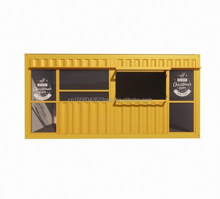 20ft Movable Prefabricated Coffee Shop Container House Design with Galvanized Steel Square Tubes