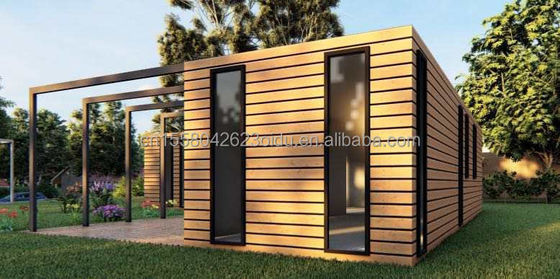Wooden Container House EU Best Design Wood Grain Glass 20ft 40ft Prefab Home Luxury Container Home Prefab Houses Modern