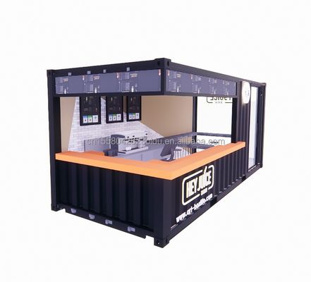 Long Beach Container Coffee Bar Extendable Container Bar with Customized Color and Wall 50/75/100mm Wave Sandwich Panel