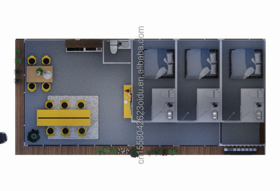 Family Housing Solution 20FT Combination Flat Packaging Container with 2 Rooms and 3 Bedrooms Hotel Style