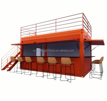 20ft Custom Flat Packaging Quick Installation Wooden Container Prefabricated House Garden Bar with Galvanized Steel Square Tubes