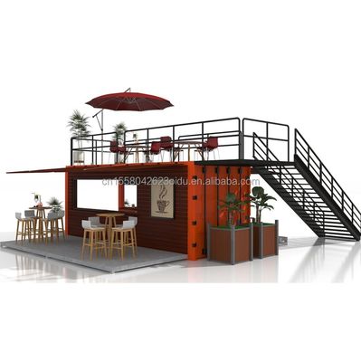 Galvanized Steel Square Tubes Container Houses 20ft Custom Flat Packaging Quick Installation Wooden Container Prefabricated House Garden Office