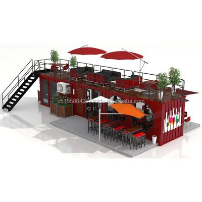 Galvanized Steel Square Tubes Container Houses 20ft Custom Flat Packaging Quick Installation Wooden Container Prefabricated House Garden Office