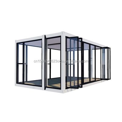 Customized Color 20ft Container Car Exhibition Hall Prefabricated House Folding Aluminum Alloy Tempered Glass Mobile Shop
