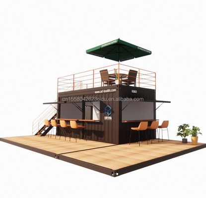 10ft 20ft Two-story Pop-up Container Bar designed with Modern Design Style and Aluminum Alloy Windows