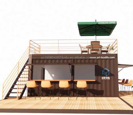 10ft 20ft Two-story Pop-up Container Bar designed with Modern Design Style and Aluminum Alloy Windows