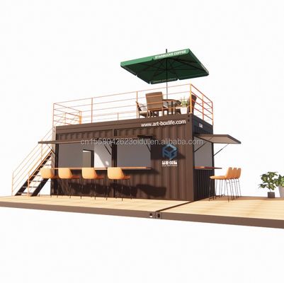 10ft 20ft Two-story Pop-up Container Bar designed with Modern Design Style and Aluminum Alloy Windows