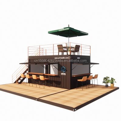 10ft 20ft Two-story Pop-up Container Bar designed with Modern Design Style and Aluminum Alloy Windows