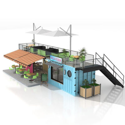 50/75/100mm Wave Sandwich Panel Wall 20ft 40ft Folding Container Cafe Restaurant Shipping Container Bar Cafe with Kitchen