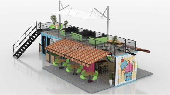 50/75/100mm Wave Sandwich Panel Wall 20ft 40ft Folding Container Cafe Restaurant Shipping Container Bar Cafe with Kitchen