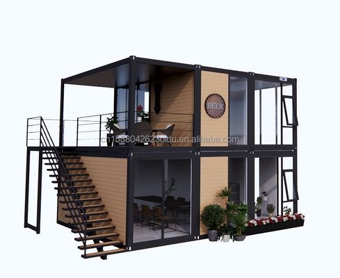 Modern Wooden Appearance Flat Packaging Mobile House Steel Frame Galvanized Steel Bending 180g for 10ft 20ft Container