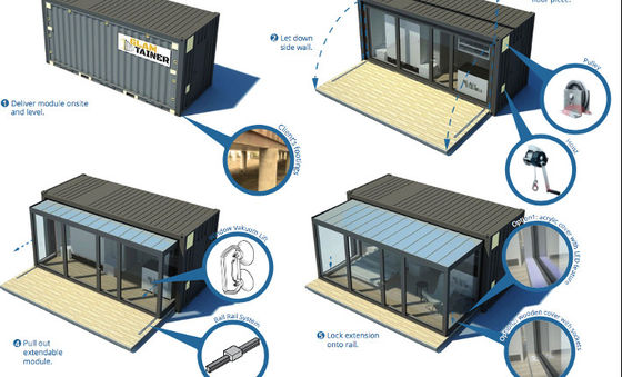 Customized Color 20ft Shipping Container Bar Prefabricated House Drawer Type Push-Pull Expansion Container House Living Room